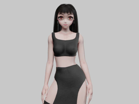 Ragazza carina cartone animato V32569 Modello 3D