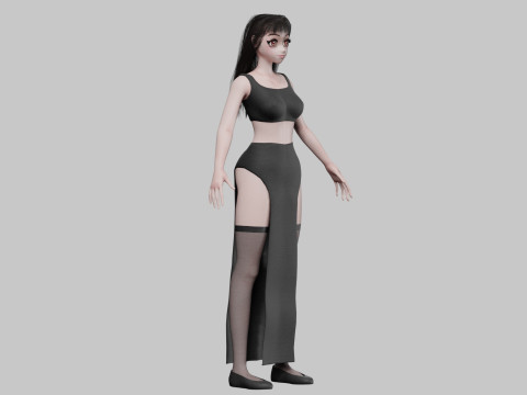 Cartoon cute girl V32569 3D Model