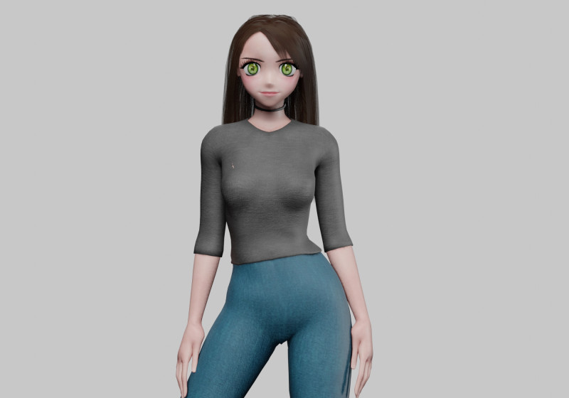Classic anime girl V32012 3D 모델 .c4d .max .obj .3ds .fbx .stl .blend 