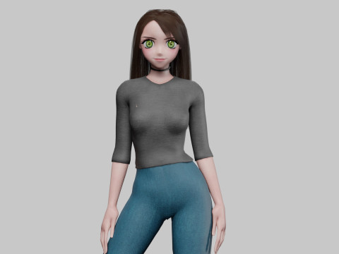 Classic anime girl V32012 Modèle 3D