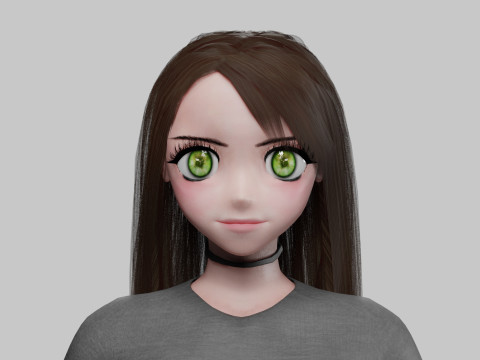 Classic anime girl V32012 3D 모델