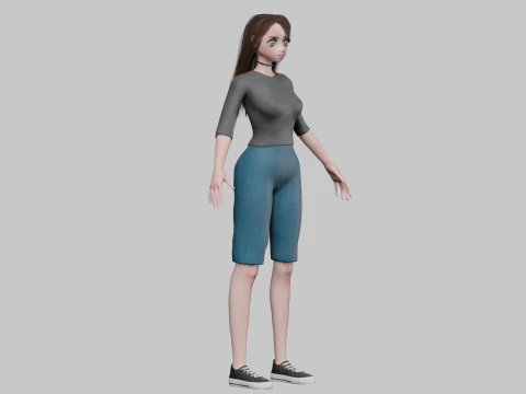 Classic anime girl V32012 3D Model