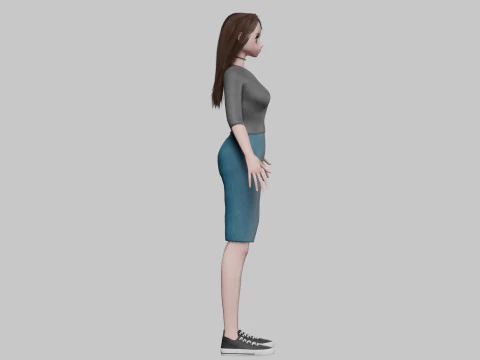 Classic anime girl V32012 3D Model