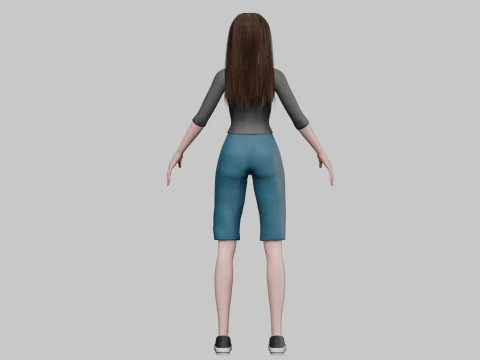 Classic anime girl V32012 3D Model