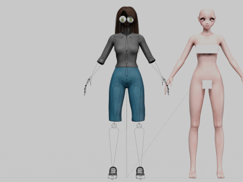 Classic anime girl V32012 3D 모델