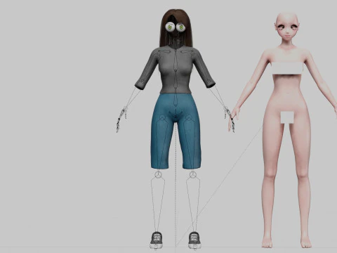 Classic anime girl V32012 3D Model