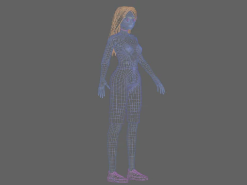 Classic anime girl V32012 3D Model