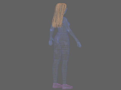 Classic anime girl V32012 3D Model