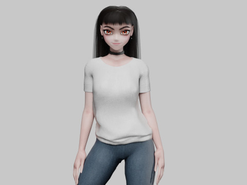 Cool anime girl V30121 3D Model