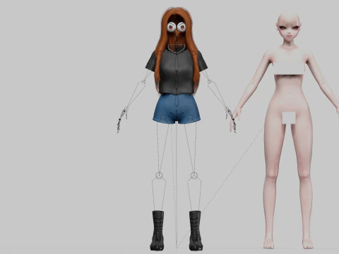 Cool Basic girl V30957 3D Model