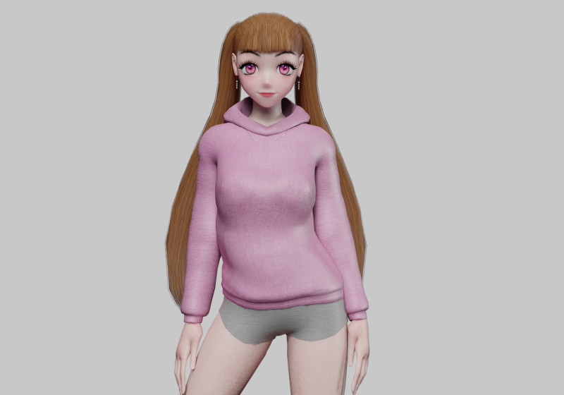 Cute anime girl V28256 3D Model .c4d .max .obj .3ds .fbx .stl .blend 