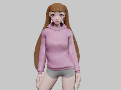 Cute anime girl V28256 3D Model