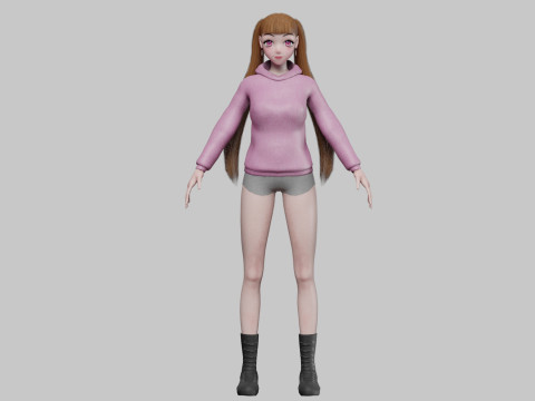 Cute anime girl V28256 3D Model