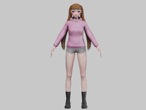 Cute anime girl V28256 3D Model