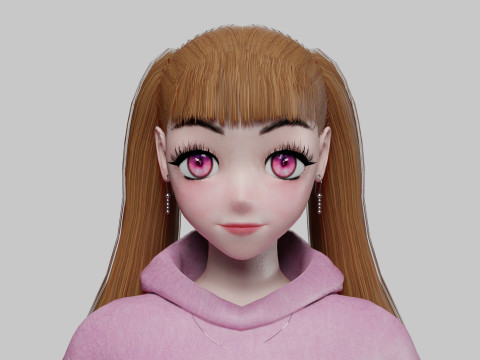 Cute anime girl V28256 3D Model