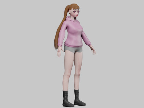 Cute anime girl V28256 3D Model