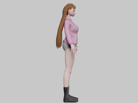 Cute anime girl V28256 3D Model