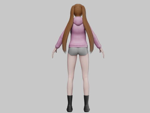 Cute anime girl V28256 3D Model