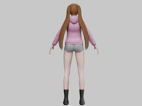 Cute anime girl V28256 3D Model