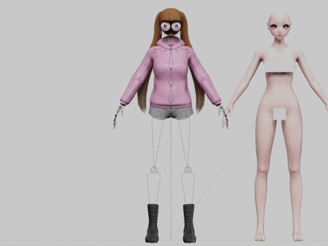 Cute anime girl V28256 3D Model
