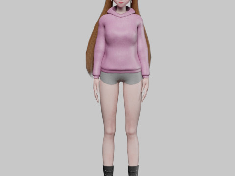 Cute anime girl V28256 3D Model