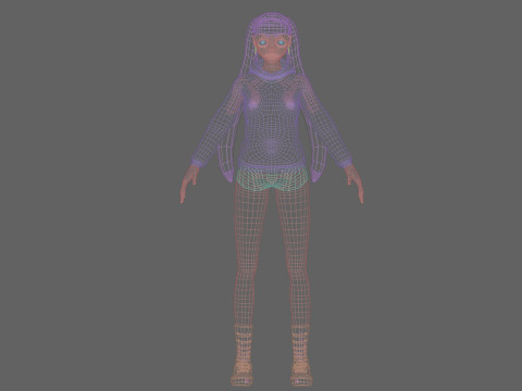 Cute anime girl V28256 3D Model