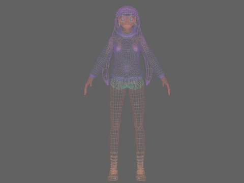 Cute anime girl V28256 3D Model