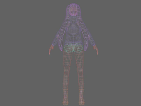 Cute anime girl V28256 3D Model