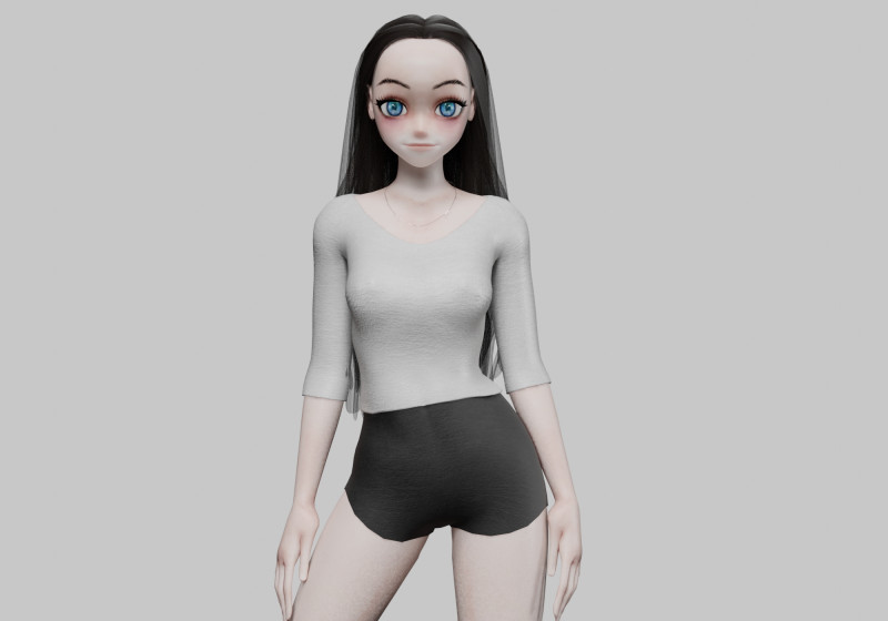 Cute Basic girl V30321 Model 3D .c4d .max .obj .3ds .fbx .stl .blend 