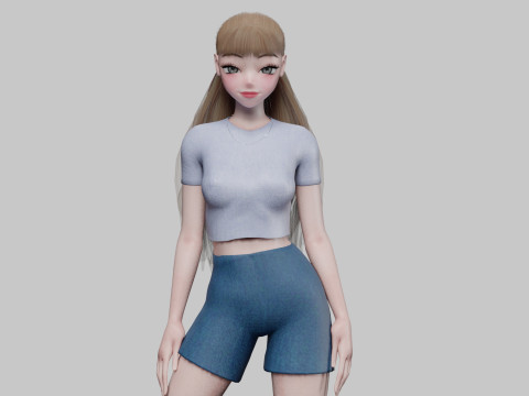Cute Beautiful girl V29482 3D Model