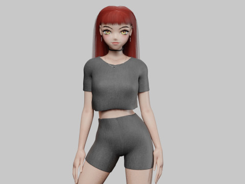 Cute Cartoon girl V31419 3D Model