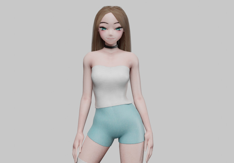 Cute classic girl V31201 3D Model .c4d .max .obj .3ds .fbx .stl .blend 