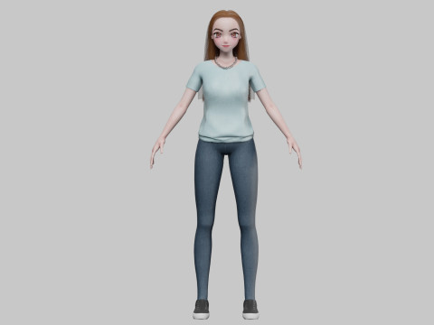 Cute Standard girl V31589 Model 3D