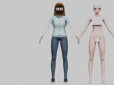 Cute Standard girl V31589 Model 3D