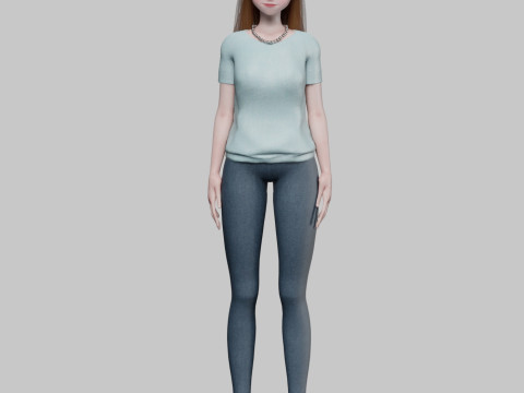Cute Standard girl V31589 Model 3D