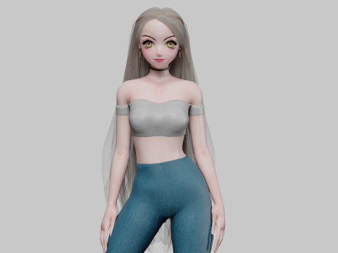 Cute stylized girl V33649 3D Model