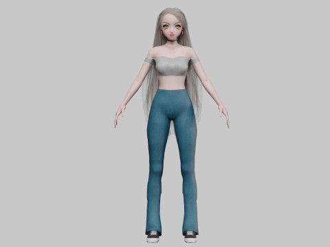 Cute stylized girl V33649 Model 3D