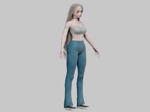 Cute stylized girl V33649 Model 3D