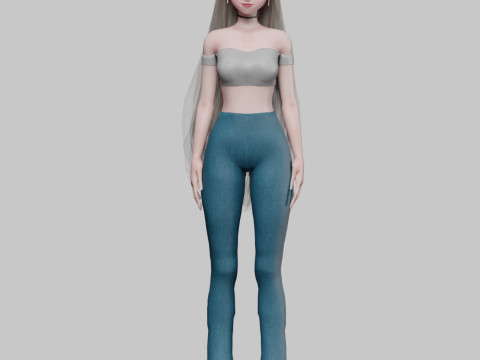Cute stylized girl V33649 Model 3D