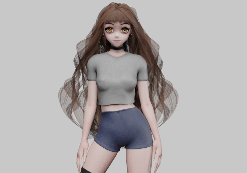 Pretty anime girl V39356 3D Модель .c4d .max .obj .3ds .fbx .stl .blend 