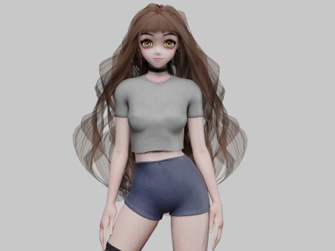 Pretty anime girl V39356 3D Model