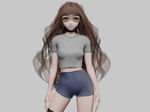 Jolie fille anim&eacute;e V39356 Modèle 3D