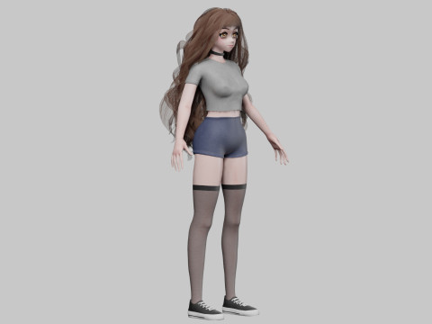 Pretty anime girl V39356 3D Модель