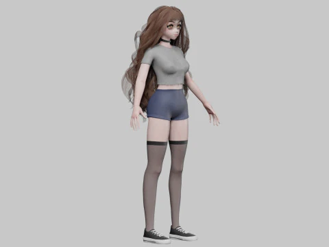 Pretty anime girl V39356 3D Model