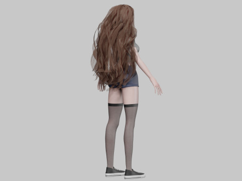 Pretty anime girl V39356 3D Модель