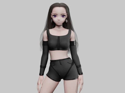 Menina anime padr&atilde;o V36644 Modelo 3D