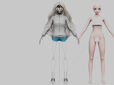 Standard Basic girl V40068 3D Model