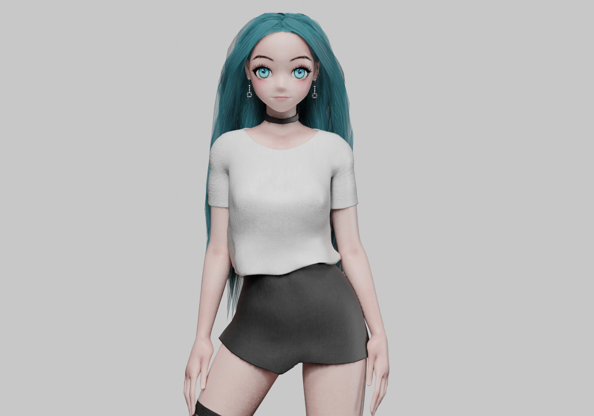 Standard cute girl V35801 3D Model .c4d .max .obj .3ds .fbx .stl .blend 