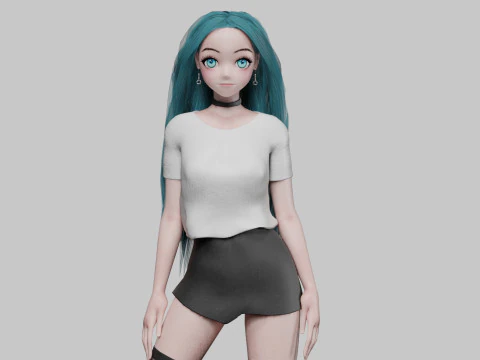 Standard cute girl V35801 3D Model