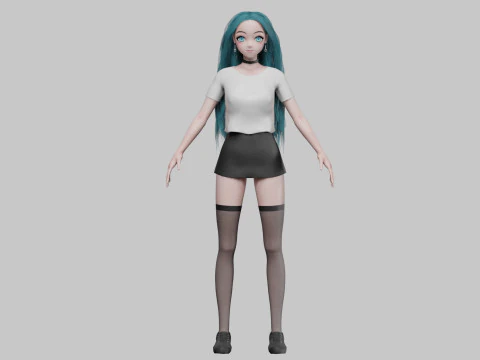 Standard cute girl V35801 3D Model
